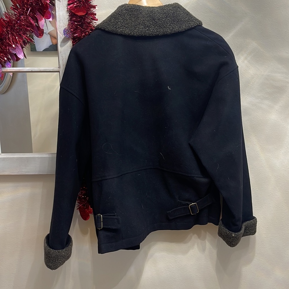 Black Button, Down Jacket With Pockets - image 3